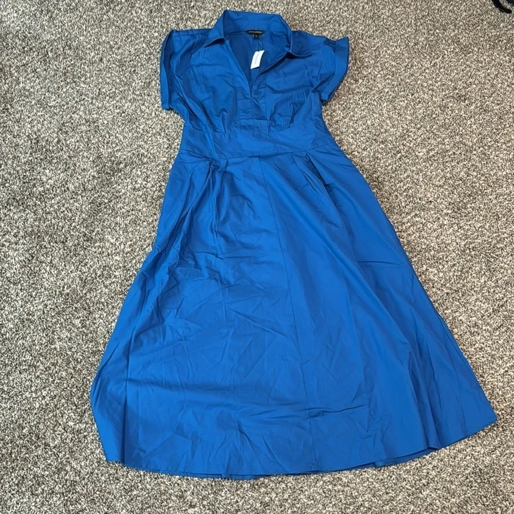 NWT! Banana Republic Paris Blues Collar-Neck Poplin Midi Dress - Size 2 🧞‍♀️